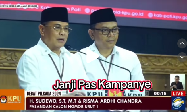 Sudewo dan pasangannya dalam Debat Pilkada 2024/Foto: tangkap layar